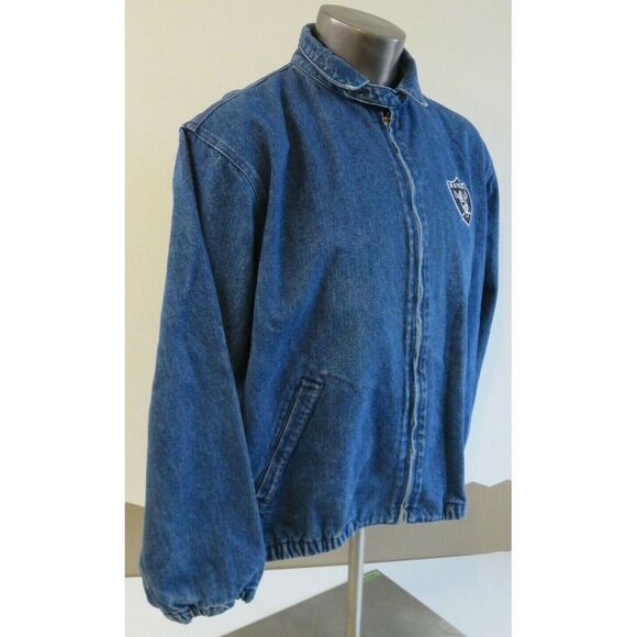 Mens Chalk Line LA Raiders Denim Full Zip Jacket Blue Size XL 90s Vintage LV - Picture 4 of 8